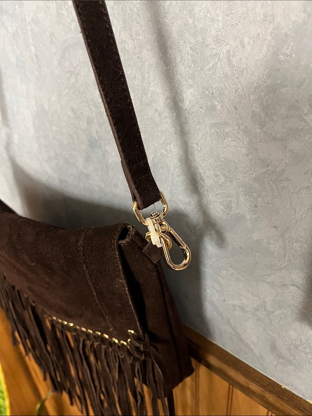 Haute Hippie Dark Brown Suede Envelope with Eyelet Detail 100% Suede NWT - Picture 5 of 15